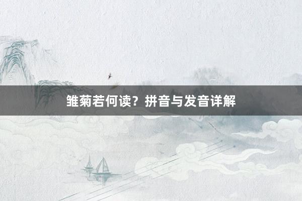 雏菊若何读？拼音与发音详解